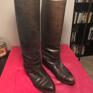 Dark brown leather boots